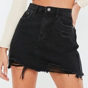 Black Frayed Mini Skirt